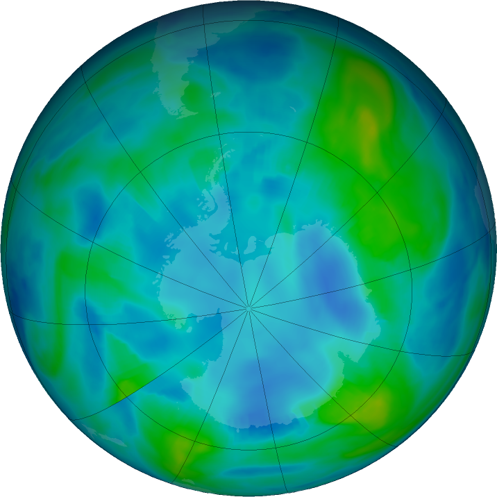 Antarctic ozone map for 02 May 2017